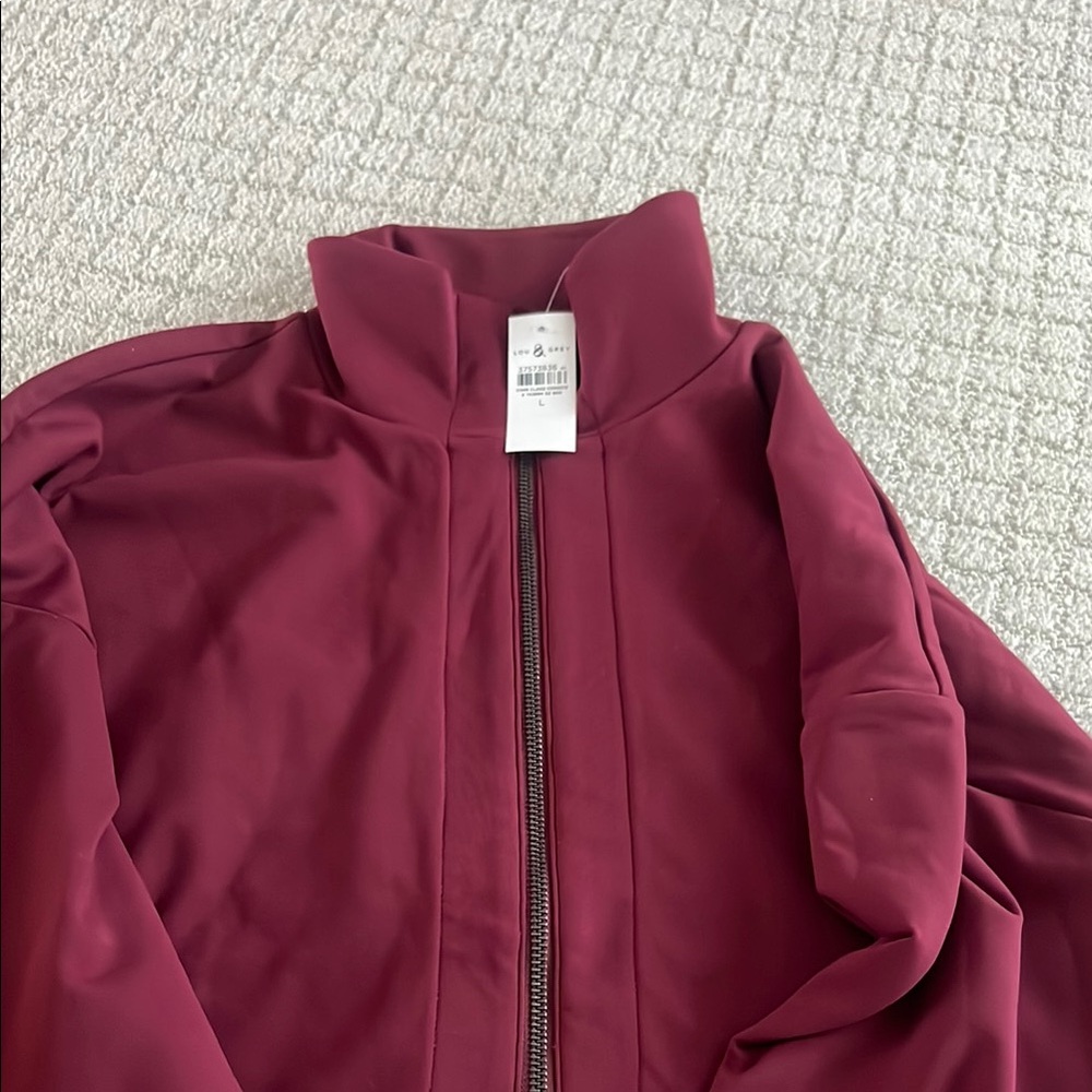 Lou & Grey Red Bomber Jacket with Stand-Up Collar and Zipper